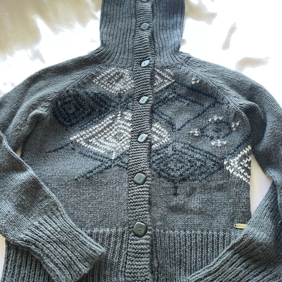 COLUMBIA Wool & Alpaca Blend Enchanted Fair Isle Button Cardigan Sweater Size L - Picture 13 of 14